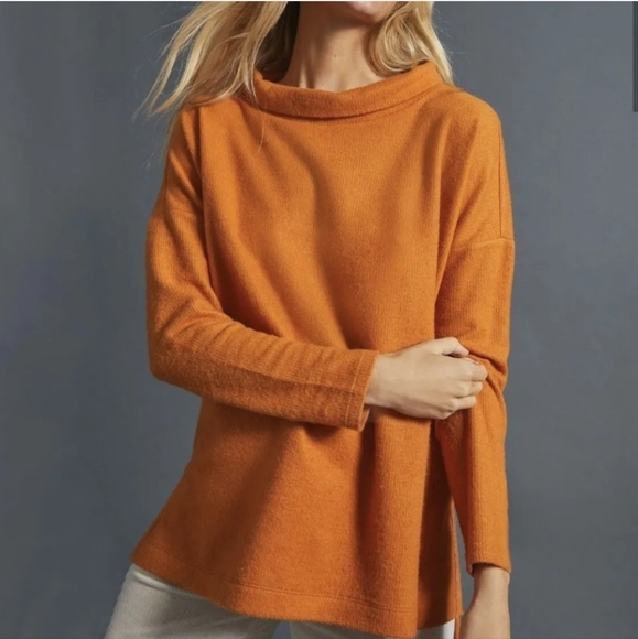 Anthropologie Tops - Anthropologie High-neck Tunic Sweater Beige Tan  Size XS
